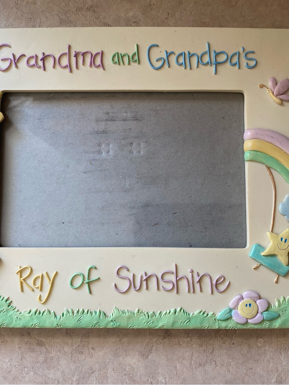 Vintage 90s Russ Grandma & Grandpas Ray of Sunshine 3D Photo Frame Teddy Bear